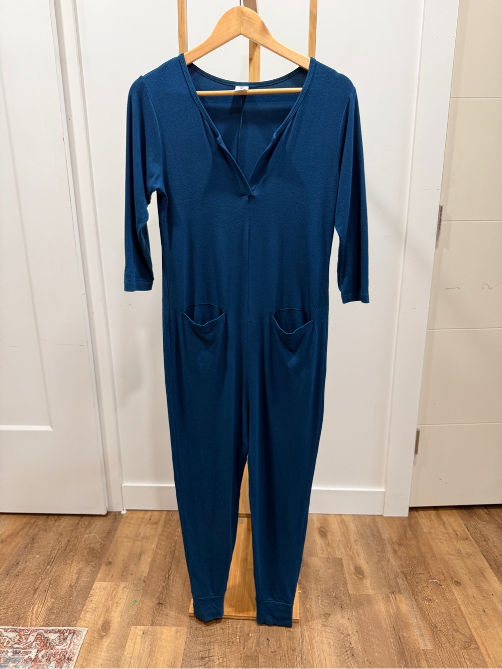 Smash + Tess Deep Teal V-Neck Long Jumpsuit with Pockets